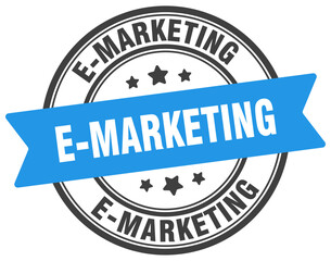 e-marketing stamp. e-marketing label on transparent background. round sign
