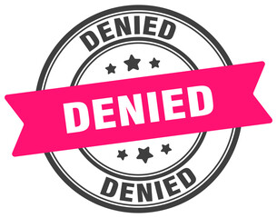 denied stamp. denied label on transparent background. round sign