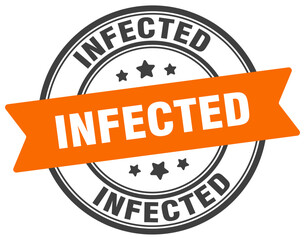 infected stamp. infected label on transparent background. round sign