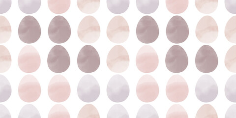 Cute illustration with colorful Easter eggs with watercolor texture, spring banner
