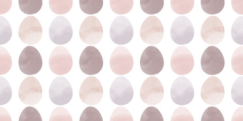 Cute illustration with colorful Easter eggs with watercolor texture, spring banner