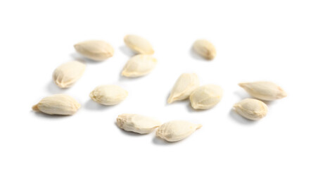 Many seeds of tangerine isolated on white