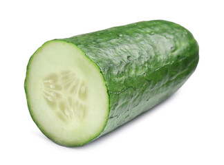 Half of long cucumber isolated on white