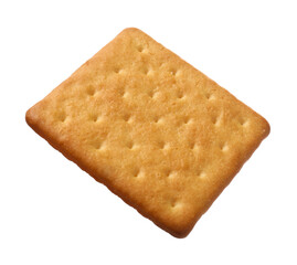 Tasty dry square cracker isolated on white
