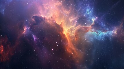 Abstract wallpaper of galaxy and stars with purple, blue and pastel colored cloud and light - obrazy, fototapety, plakaty