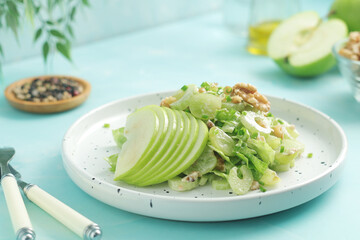 A plate with Waldorf salad, traditional American dish	