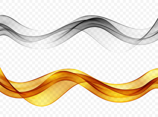 Set of transparent waves. Gold and silver wave. Abstract wave background.