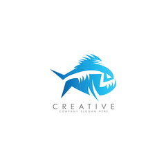 Modern fish predator piranha logo piranha fish wild animal logo vector illustration template design