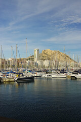 The panorama of Santa Barbara castle and the marina, Alicante, Spain	