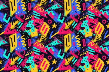 Pop art inspired loud pattern with vibrant graphics