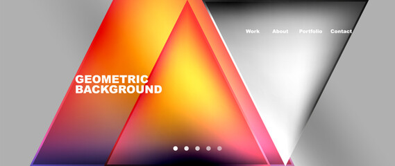 Fototapeta premium A symmetrical geometric background featuring colorful triangles and rectangles in various tints and shades of orange on a gray backdrop, resembling automotive lighting patterns