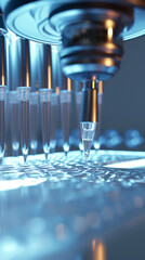 Close-Up of Pharmaceutical Production Process: Automation in Medical Research and Drug Manufacturing, Highlighting Advanced Pharmacological Techniques.