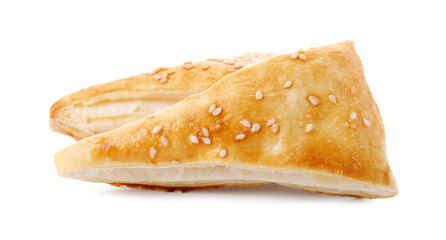 Delicious fresh puff pastries isolated on white