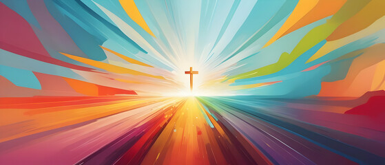 Cross. Abstract colorful Illustration. Digital painting style