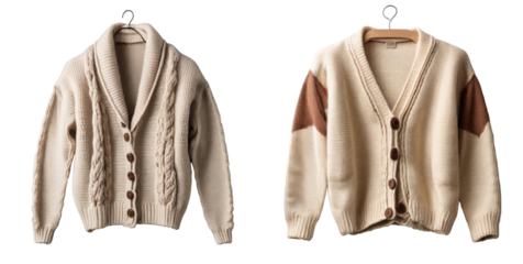set of cardigan isolated on transparent background