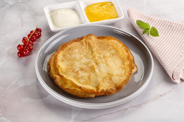Sweet homemade thick baked pancakes