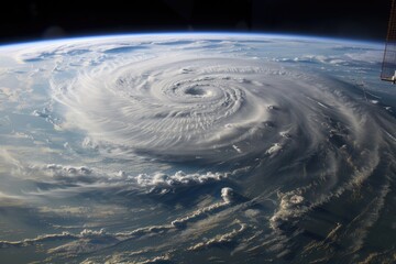 Fototapeta na wymiar A hurricane seen from space approaching land
