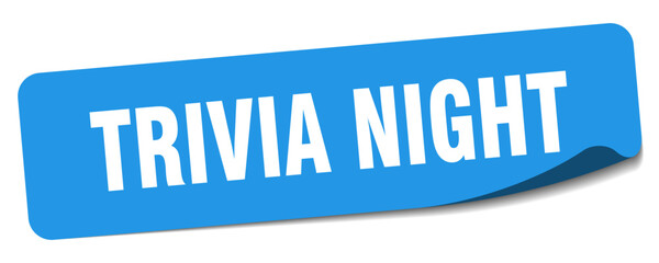 trivia night sticker. trivia night label - obrazy, fototapety, plakaty