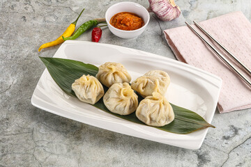 Chinese traditional steamed dumpligs momo