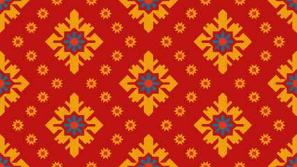 The Nordic style. Folk print with flakes. Scandinavian, Portuguese ornament. Spanish porcelain. Oriental damask. Ethnic motif. Ikat geometric folklore background.