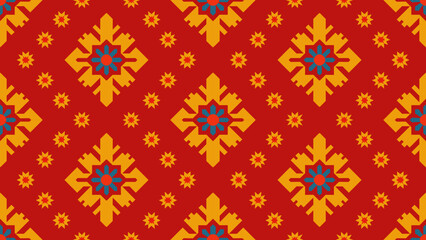 The Nordic style. Folk print with flakes. Scandinavian, Portuguese ornament. Spanish porcelain. Oriental damask. Ethnic motif. Ikat geometric folklore background.