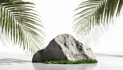Tranquil Tropics: Solitary Rocks in White Background Bliss