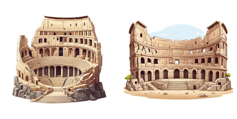 set of koloseum isolated on transparent background