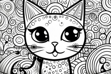 Hand drawn cat zentangle style. Coloring book for kids and adults.For adult and for children antistress coloring page, print, emblem,logo or tattoo,design, decor, T-shirt.