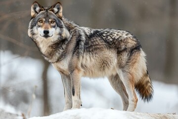 Fototapeta premium Grey wolf (Canis lupus) in the winter forest