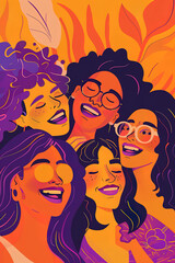 International Youth Day Watercolor illustration with young people of various ethnicities celebrating Youth day 