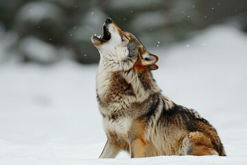 Iberian wolf (Canis lupus) in the snow