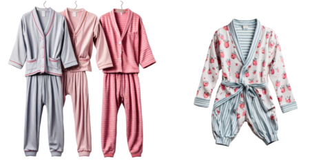 set of pajamas isolated on transparent background