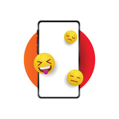 Blank smartphone with emoticons illustration concept