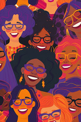 International Youth Day Watercolor illustration with young people of various ethnicities celebrating Youth day 