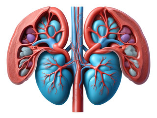 human kidney 3d renders realistic anatomy. human organ vector illustration PNG design.
