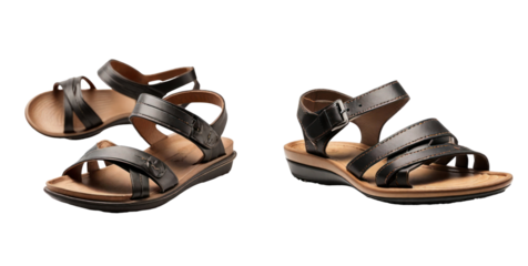 set of sandals isolated on transparent background