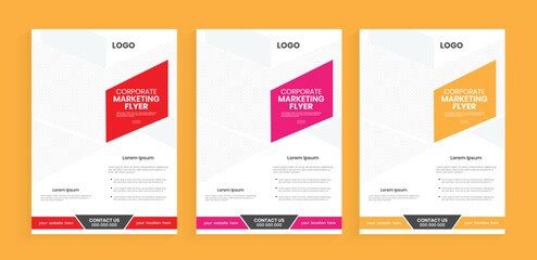Corporate marketing flyer design layout. Business flyer template, abstract flier, a4 company flier layout. Marketing material handout, vector leaflet, case study design layout. Yellow business plan.
