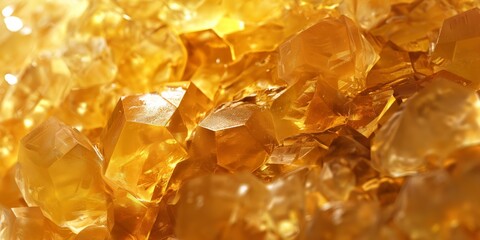 Detailed close-up of golden amber stone with rich texture and transparency that highlights natural beauty - obrazy, fototapety, plakaty