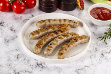 Grilled natural organick white sausages