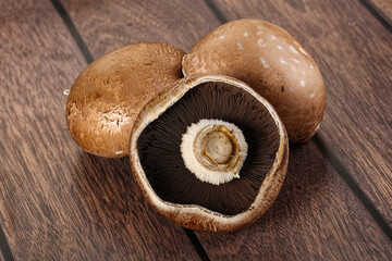Raw brown champignon for cooking