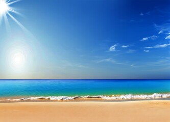 Fototapeta na wymiar Empty Tropical sunny beach background illustration