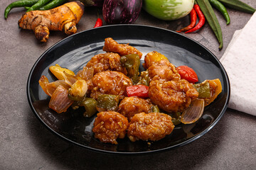 Chinese cuisine - prawn with chili sauce