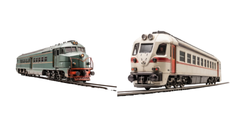set of train isolated on transparent background