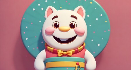 Fototapeta premium A cartoon cat wearing a bow tie