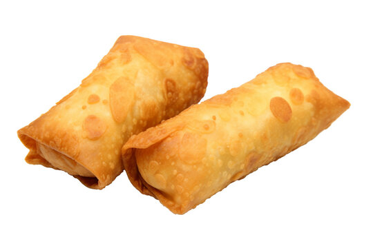 Stacking of egg rolls food isolated white