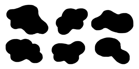 Blob shapes vector set. Random blotch, inkblot, stone silhouette, Ink stain. Organic abstract simple fluid splodge elemets. isolated on white background. vector illustration