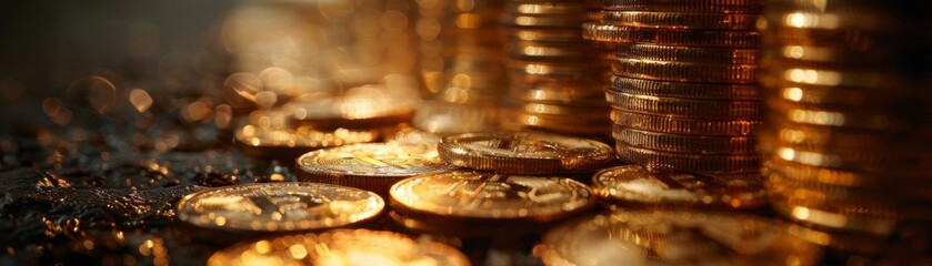 A hoard of gold coins - obrazy, fototapety, plakaty