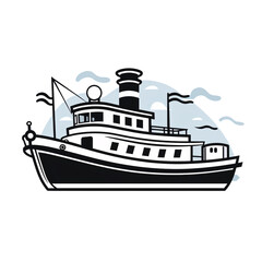 Obraz premium a black and white drawing of a boat