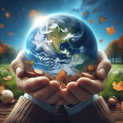 earth in hand background 