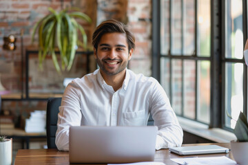 Obraz premium european business professional working in an office expertise in business efficiency and marketing planning.
